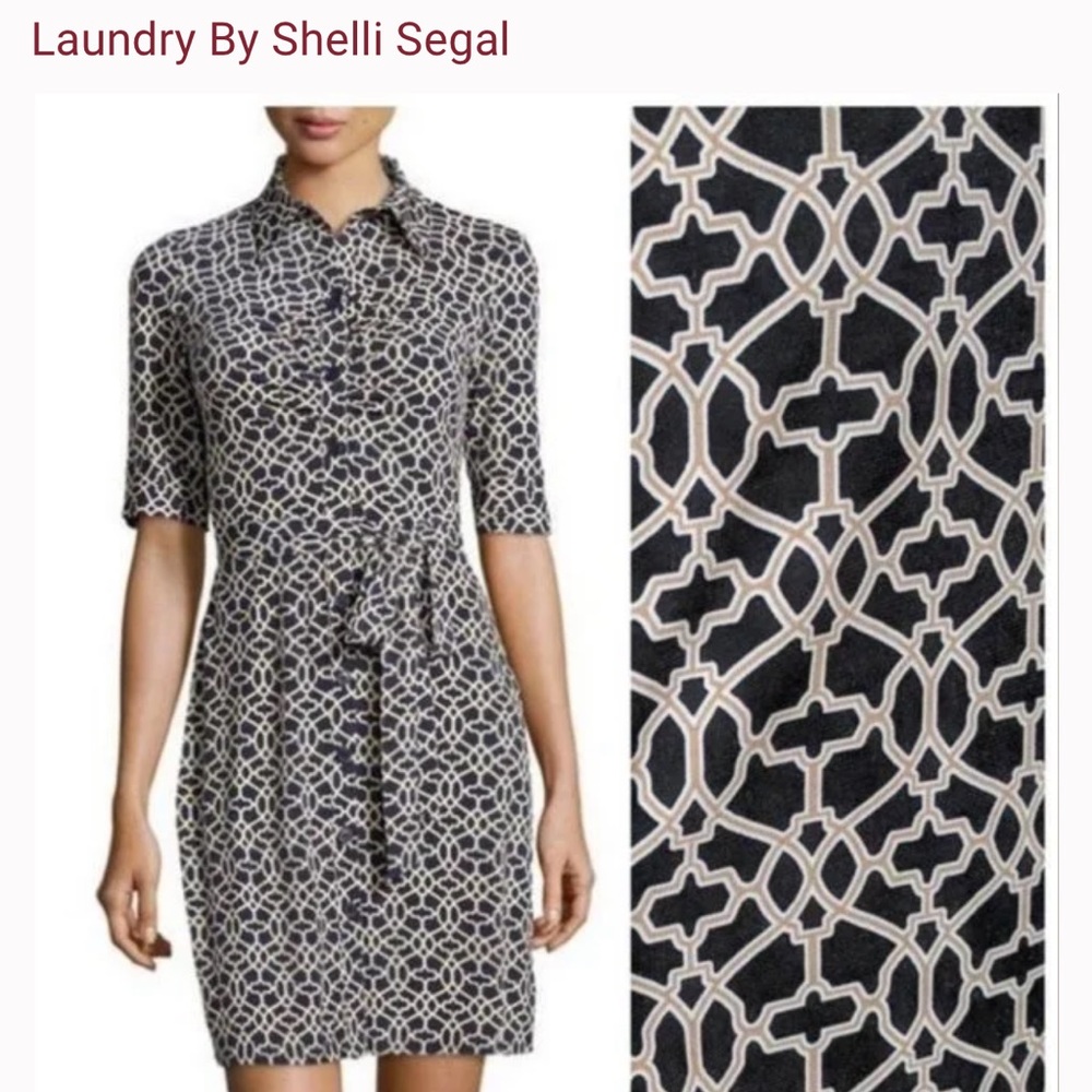 Laundry  Geometric Pattern Professional  3/4 Sleeve Neutral Shirt Dress  Size 2